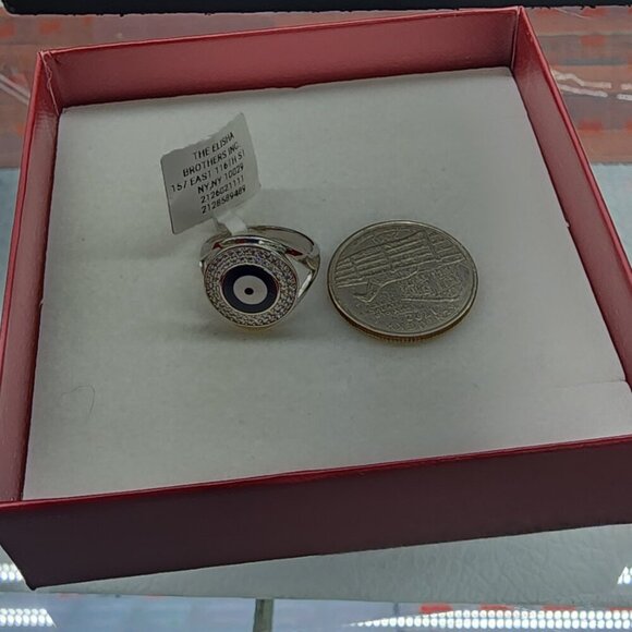 Evil Eye Sterling Silver Ring – Black Enamel Protection Charm for Men & Women - Picture 6 of 6